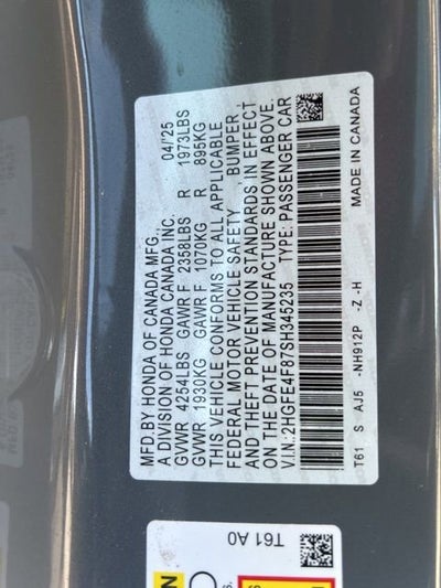 2025 Honda Civic Sedan Hybrid Sport