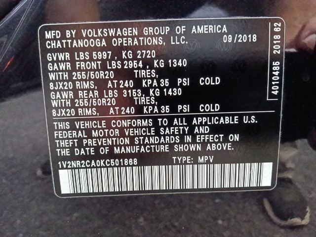 2019 Volkswagen Atlas SEL Premium 4Motion