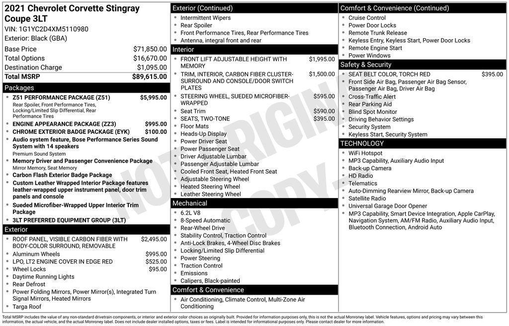 2021 Chevrolet Corvette Stingray 3LT