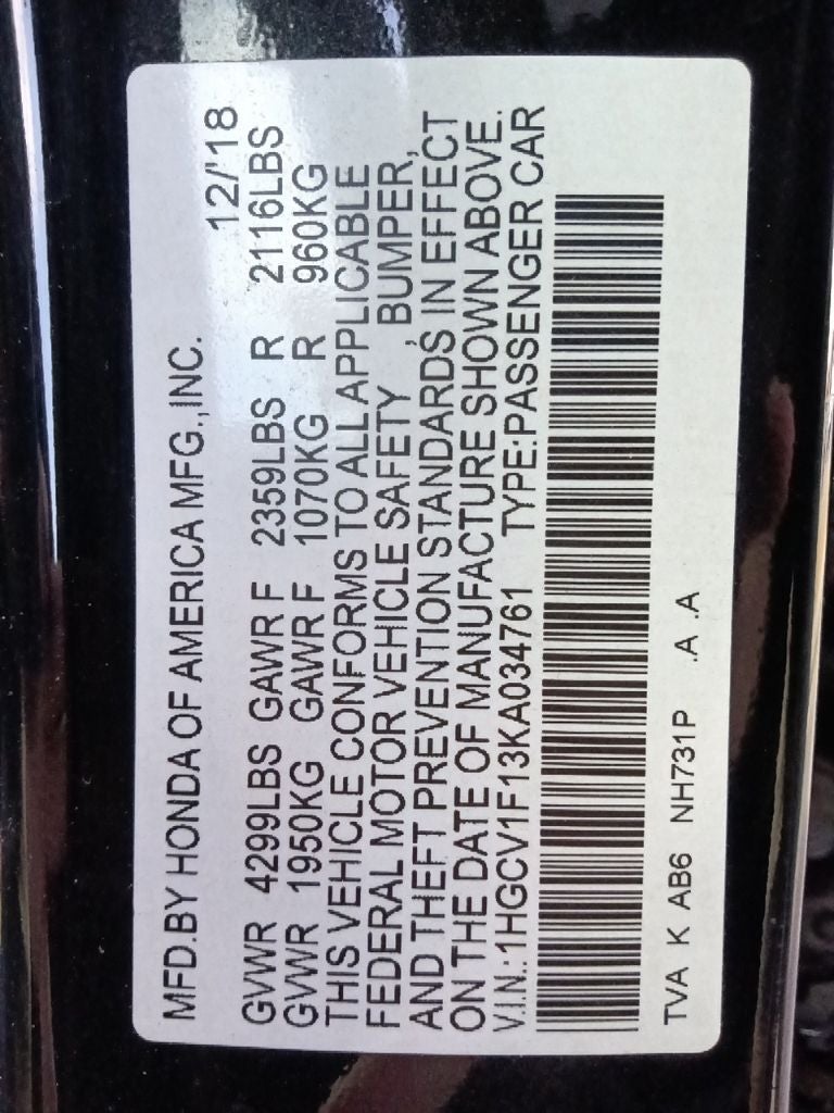 2019 Honda Accord LX