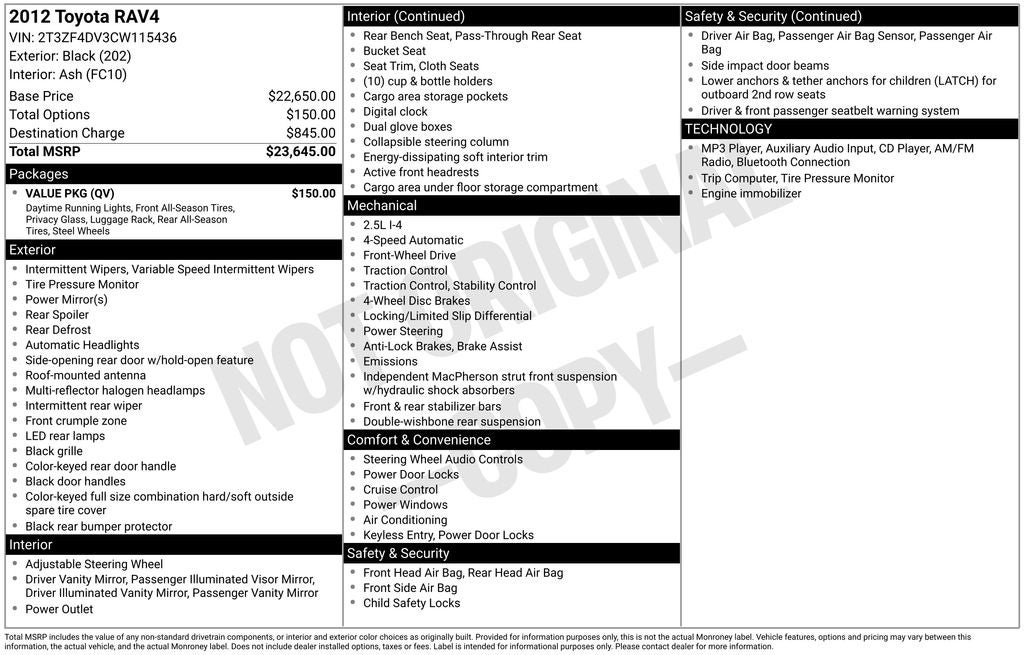 2012 Toyota RAV4 Base