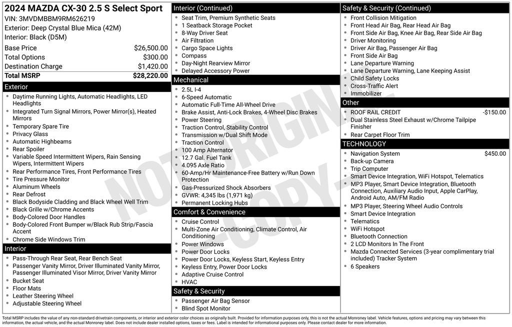 2024 Mazda Mazda CX-30 2.5 S Select Sport