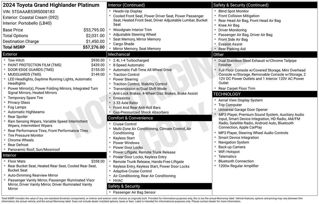 2024 Toyota Grand Highlander Platinum