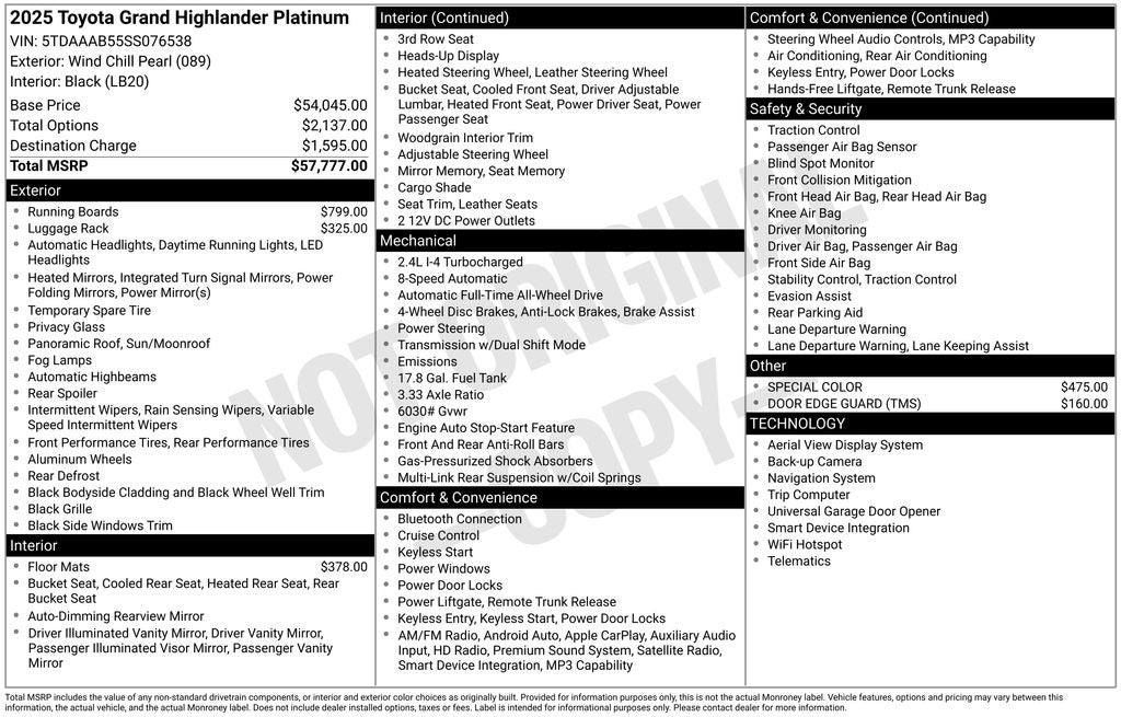2025 Toyota Grand Highlander Platinum