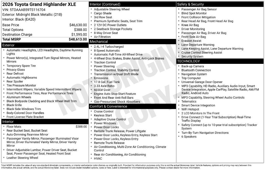 2026 Toyota Grand Highlander XLE