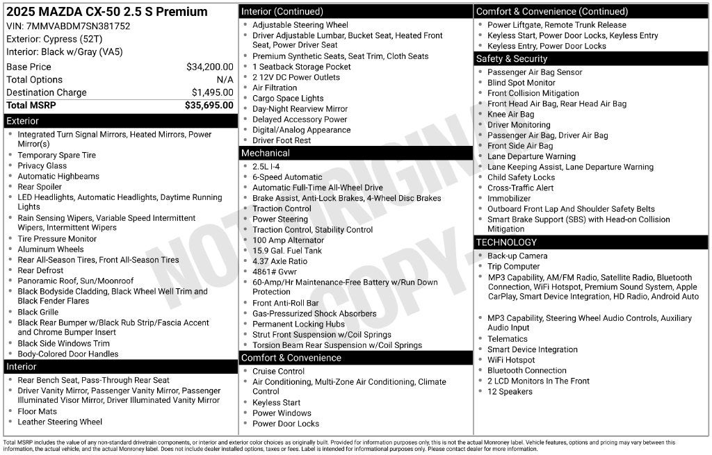 2025 Mazda Mazda CX-50 2.5 S Premium Package