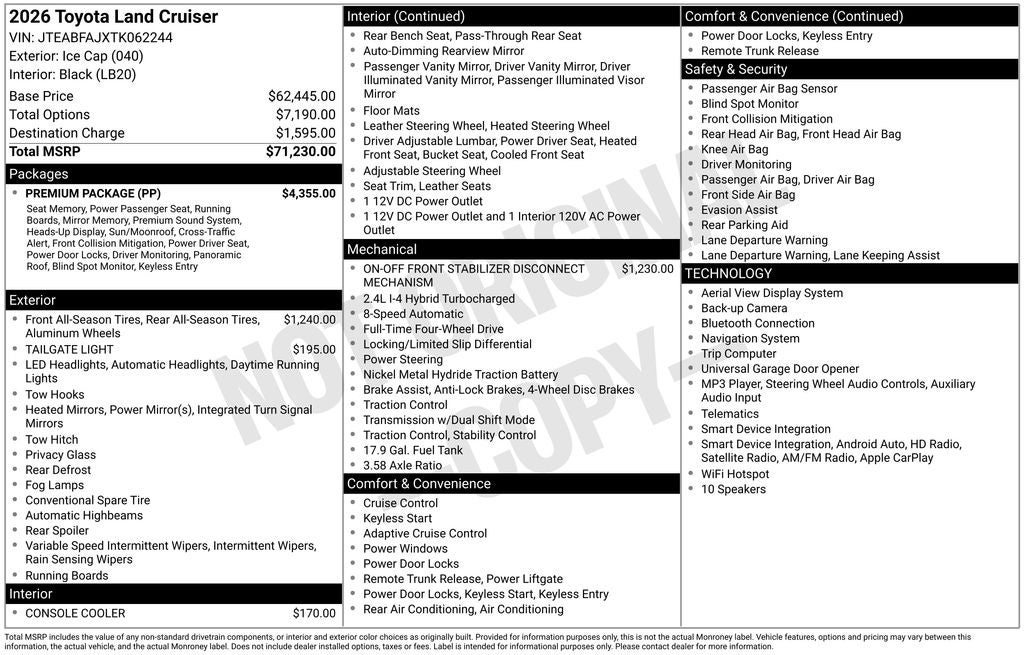 2026 Toyota Land Cruiser Base