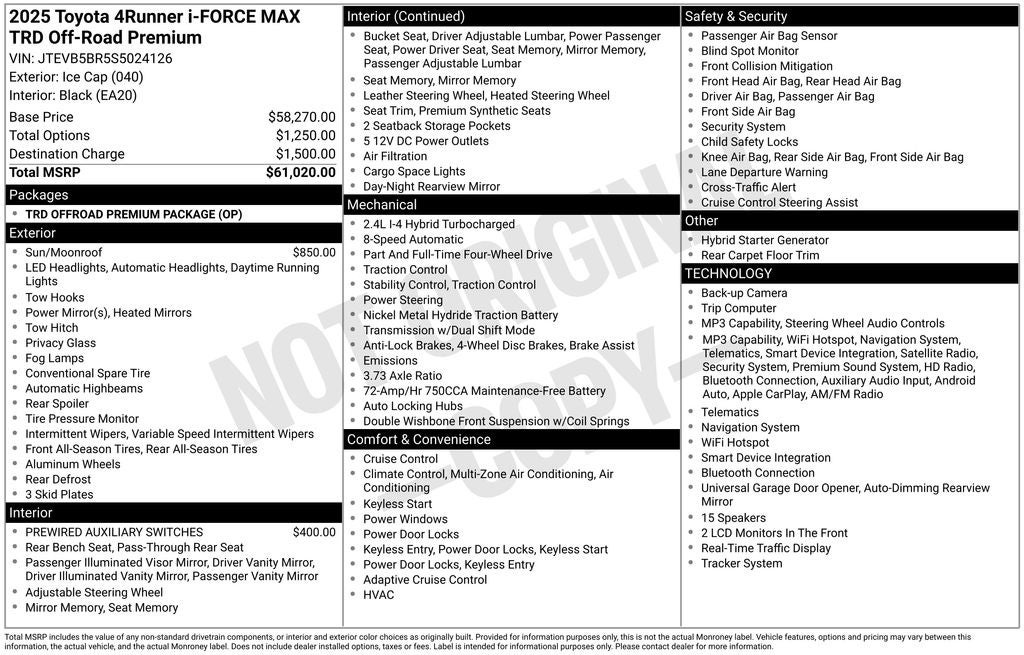 2025 Toyota 4Runner i-FORCE MAX Hybrid TRD Off Road Premium
