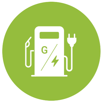Icon representing gas and electric charging station.